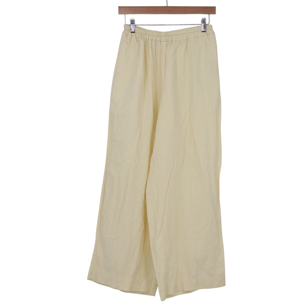 Old Navy Linen Pants Womens M Super Wide Leg Yellow High Rise Comfort Excellent